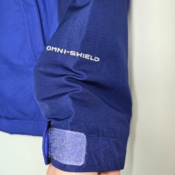 Columbia Y2K Ladies Hooded Jacket size S Omni-Shield Dark And Bright Blue - Picture 9 of 9